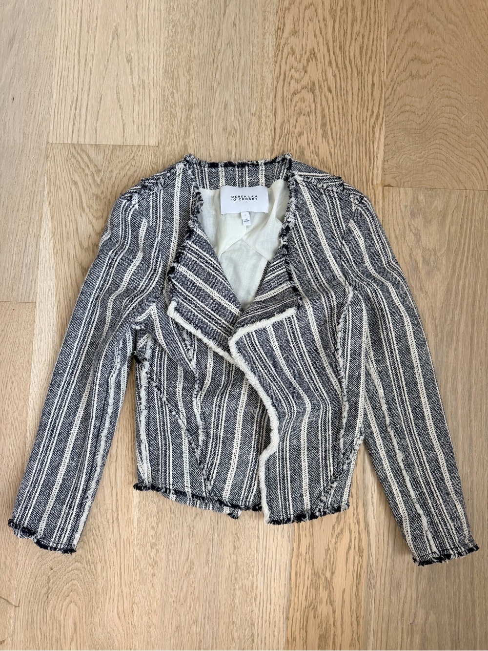 Derek Lam 10 Crosby Tweed Moto Jacket - Navy & White